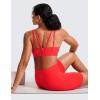 imageCRZ YOGA Softness Mold Butterluxe V Neck Sports Bras for Women  Workout Top Double Spaghetti Straps Wireless Yoga ClothesDeep Red