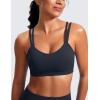 imageCRZ YOGA Softness Mold Butterluxe V Neck Sports Bras for Women  Workout Top Double Spaghetti Straps Wireless Yoga ClothesTrue Navy