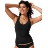 imageCRZ YOGA Tankini Tops for Women Crossover Adjustable Tie Back Bathing Suits Swimsuit Only No Bottom PaddedBlack
