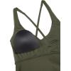 imageCRZ YOGA Tankini Tops for Women Crossover Adjustable Tie Back Bathing Suits Swimsuit Only No Bottom PaddedDark Olive