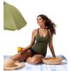 imageCRZ YOGA Tankini Tops for Women Crossover Adjustable Tie Back Bathing Suits Swimsuit Only No Bottom PaddedDark Olive