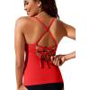 imageCRZ YOGA Tankini Tops for Women Crossover Adjustable Tie Back Bathing Suits Swimsuit Only No Bottom PaddedDeep Red
