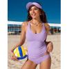 imageCRZ YOGA Tankini Tops for Women Crossover Adjustable Tie Back Bathing Suits Swimsuit Only No Bottom PaddedElfin Purple
