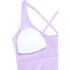 imageCRZ YOGA Tankini Tops for Women Crossover Adjustable Tie Back Bathing Suits Swimsuit Only No Bottom PaddedElfin Purple