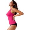 imageCRZ YOGA Tankini Tops for Women Crossover Adjustable Tie Back Bathing Suits Swimsuit Only No Bottom PaddedGranita Pink