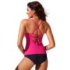 imageCRZ YOGA Tankini Tops for Women Crossover Adjustable Tie Back Bathing Suits Swimsuit Only No Bottom PaddedGranita Pink