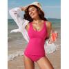imageCRZ YOGA Tankini Tops for Women Crossover Adjustable Tie Back Bathing Suits Swimsuit Only No Bottom PaddedGranita Pink