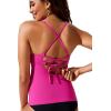 imageCRZ YOGA Tankini Tops for Women Crossover Adjustable Tie Back Bathing Suits Swimsuit Only No Bottom PaddedHibiscus Purple