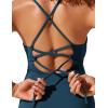 imageCRZ YOGA Tankini Tops for Women Crossover Adjustable Tie Back Bathing Suits Swimsuit Only No Bottom PaddedInsignia Blue