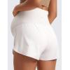 imageCRZ YOGA Women 2 in 1 Maternity Workout Shorts Over Belly 3  Dolphin Soft Athletic Running Casual Pregnancy with PocketsMilky White