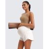 imageCRZ YOGA Women 2 in 1 Maternity Workout Shorts Over Belly 3  Dolphin Soft Athletic Running Casual Pregnancy with PocketsMilky White