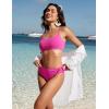 imageCRZ YOGA Womens Bikini Bottoms Full Coverage Bathing Swimsuit Adjustable Ruched Side Tie Swim BriefsHibiscus Purple