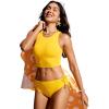 imageCRZ YOGA Womens Bikini Bottoms Full Coverage Bathing Swimsuit Adjustable Ruched Side Tie Swim BriefsHigh Visibility Yellow