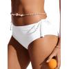 imageCRZ YOGA Womens Bikini Bottoms Full Coverage Bathing Swimsuit Adjustable Ruched Side Tie Swim BriefsWhite