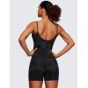 imageCRZ YOGA Womens Butterluxe Athletic Adjustable Strap Rompers Workout One Piece Sleeveless Jumpsuits Padded Bodysuit ShortsBlack Tie Dye Flowers