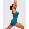 imageCRZ YOGA Womens Butterluxe Athletic Adjustable Strap Rompers Workout One Piece Sleeveless Jumpsuits Padded Bodysuit ShortsBorealis Green