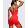 imageCRZ YOGA Womens Butterluxe Athletic Adjustable Strap Rompers Workout One Piece Sleeveless Jumpsuits Padded Bodysuit ShortsDeep Red