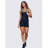 imageCRZ YOGA Womens Butterluxe Athletic Adjustable Strap Rompers Workout One Piece Sleeveless Jumpsuits Padded Bodysuit ShortsTrue Navy