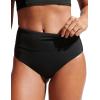 imageCRZ YOGA Womens High Waisted Bikini Bottom Full Coverage Tummy Control Bathing Suit Wide Waistband Swimsuit Swim BriefsBlack