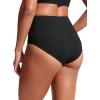 imageCRZ YOGA Womens High Waisted Bikini Bottom Full Coverage Tummy Control Bathing Suit Wide Waistband Swimsuit Swim BriefsBlack