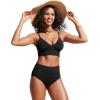 imageCRZ YOGA Womens High Waisted Bikini Bottom Full Coverage Tummy Control Bathing Suit Wide Waistband Swimsuit Swim BriefsBlack