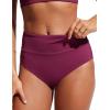 imageCRZ YOGA Womens High Waisted Bikini Bottom Full Coverage Tummy Control Bathing Suit Wide Waistband Swimsuit Swim BriefsFuchsia