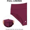imageCRZ YOGA Womens High Waisted Bikini Bottom Full Coverage Tummy Control Bathing Suit Wide Waistband Swimsuit Swim BriefsFuchsia
