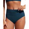 imageCRZ YOGA Womens High Waisted Bikini Bottom Full Coverage Tummy Control Bathing Suit Wide Waistband Swimsuit Swim BriefsInsignia Blue