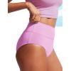 imageCRZ YOGA Womens High Waisted Bikini Bottom Full Coverage Tummy Control Bathing Suit Wide Waistband Swimsuit Swim BriefsVita Pink