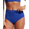imageCRZ YOGA Womens High Waisted Bikini Bottom Full Coverage Tummy Control Bathing Suit Wide Waistband Swimsuit Swim BriefsWaves Blue