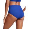 imageCRZ YOGA Womens High Waisted Bikini Bottom Full Coverage Tummy Control Bathing Suit Wide Waistband Swimsuit Swim BriefsWaves Blue