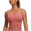 imageCRZ YOGA Butterluxe Womens V Neck Longline Sports Bra  U Back Padded Crop Workout Tank Tops with Built in PadsBriar Rose
