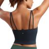 imageCRZ YOGA ButterluxeLight Womens V Neck Longline Sports Bra  Spaghetti Straps Workout Crop Top Padded Yoga CamiTrue Navy