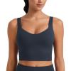imageCRZ YOGA Softness Mold Butterluxe Longline Sports Bras for Women  Molded Cup V Neck Yoga Clothes Workout Crop Tank TopTrue Navy