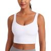 imageCRZ YOGA Softness Mold Butterluxe Longline Sports Bras for Women  Molded Cup V Neck Yoga Clothes Workout Crop Tank TopWhite