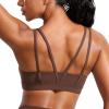 imageCRZ YOGA Softness Mold Butterluxe V Neck Sports Bras for Women  Workout Top Double Spaghetti Straps Wireless Yoga ClothesCoffee Brown