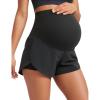 imageCRZ YOGA Women 2 in 1 Maternity Workout Shorts Over Belly 3  Dolphin Soft Athletic Running Casual Pregnancy with PocketsBlack