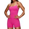 imageCRZ YOGA Womens Butterluxe Athletic Adjustable Strap Rompers Workout One Piece Sleeveless Jumpsuits Padded Bodysuit ShortsHibiscus Purple