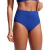 imageCRZ YOGA Womens High Waisted Bikini Bottom Full Coverage Tummy Control Bathing Suit Wide Waistband Swimsuit Swim BriefsWaves Blue