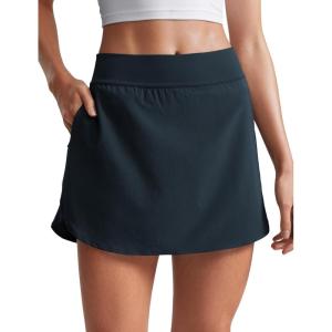 imageCRZ YOGA Dolphin Golf Skirts for Women A Line High Waisted Casual Athletic Mini Tennis Pickleball Skort with Zipper PocketTrue Navy