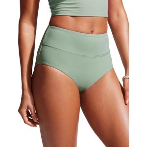 imageCRZ YOGA Womens High Waisted Bikini Bottom Full Coverage Tummy Control Bathing Suit Wide Waistband Swimsuit Swim BriefsGreen Palm Court