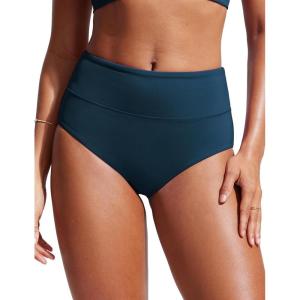 imageCRZ YOGA Womens High Waisted Bikini Bottom Full Coverage Tummy Control Bathing Suit Wide Waistband Swimsuit Swim BriefsInsignia Blue