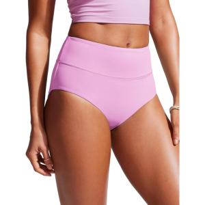 imageCRZ YOGA Womens High Waisted Bikini Bottom Full Coverage Tummy Control Bathing Suit Wide Waistband Swimsuit Swim BriefsVita Pink