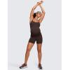imageCRZ YOGA Butterluxe Maternity Workout Romper for Women Casual Spaghetti Strap Shorts Jumpsuit Pregnancy Tank Top BodysuitHot Fudge Brown