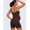 imageCRZ YOGA Butterluxe Maternity Workout Romper for Women Casual Spaghetti Strap Shorts Jumpsuit Pregnancy Tank Top BodysuitHot Fudge Brown