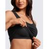 imageCRZ YOGA Womens Ribbed Longline Sports Bra  U Neck Padded Yoga Cami Workout Crop Tank Top Built in PadsBlack
