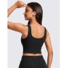 imageCRZ YOGA Womens Ribbed Longline Sports Bra  U Neck Padded Yoga Cami Workout Crop Tank Top Built in PadsBlack