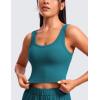 imageCRZ YOGA Womens Ribbed Longline Sports Bra  U Neck Padded Yoga Cami Workout Crop Tank Top Built in PadsBorealis Green