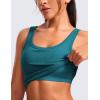 imageCRZ YOGA Womens Ribbed Longline Sports Bra  U Neck Padded Yoga Cami Workout Crop Tank Top Built in PadsBorealis Green