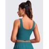imageCRZ YOGA Womens Ribbed Longline Sports Bra  U Neck Padded Yoga Cami Workout Crop Tank Top Built in PadsBorealis Green